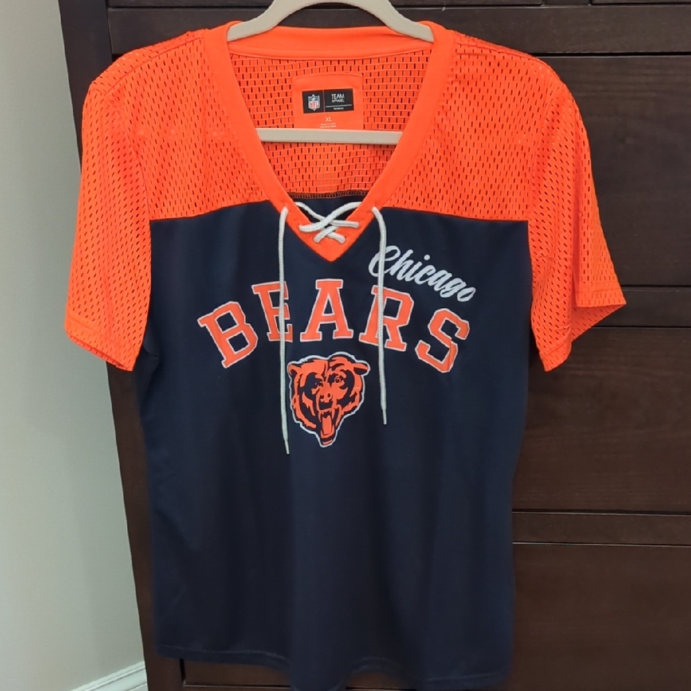 Chicago Bears Women's V-Neck Jersey - Orange and Navy